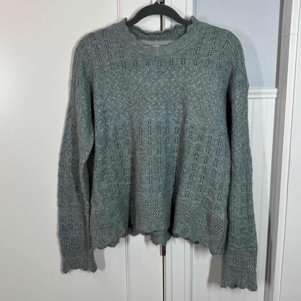 Fat Face Knit Sweater Jumper Alpaca Blend‎ Open Weave Crew Neck Dainty